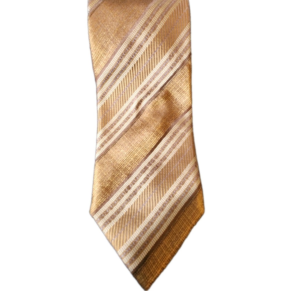 Hugo Boss Men's Classic 100% Silk Classic Gold and Taupe Necktie #OffIsLuxe